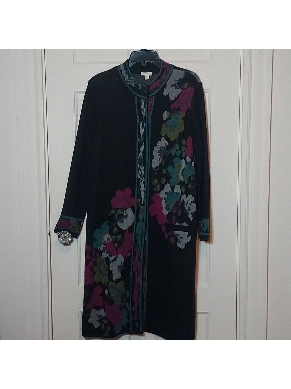J. Jill Black Multi Floral Jacquard Topper